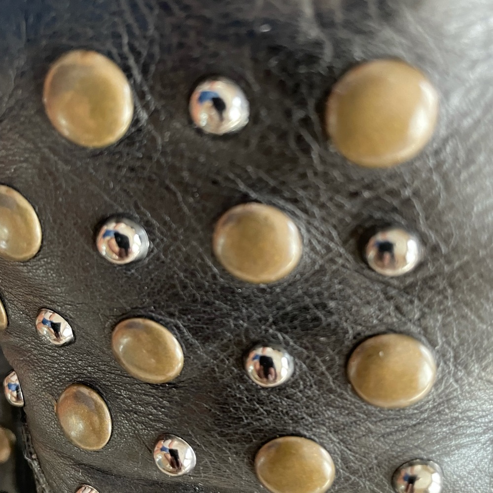 Michael Kors Black Leather Studded Moto Boots - size: 7 - Picture 3 of 10